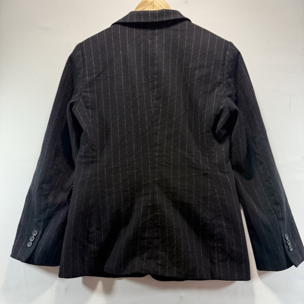 Banana Republic Blazer Womens 6 Black Pin Stripe One Button Wool Blend - Picture 7 of 10